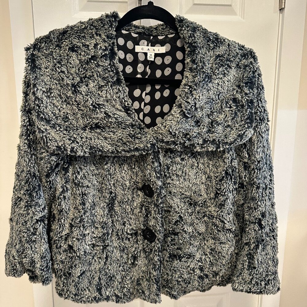 CABI  #626 Chinchilly Gray Plush Faux Fur Jacket